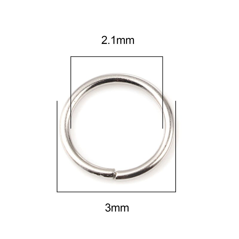 HDSupplies 200 Pieces - 3mm Jump Rings Silver Tone - 24 Gauge (0.5mm Thickness) - Image 2